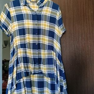 Peace & Pearls yellow and blue flannel